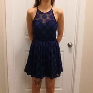 Lace overlay skater dress